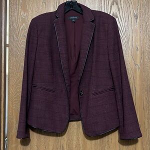 Ann Taylor Blazer Burgundy with pleather detail
